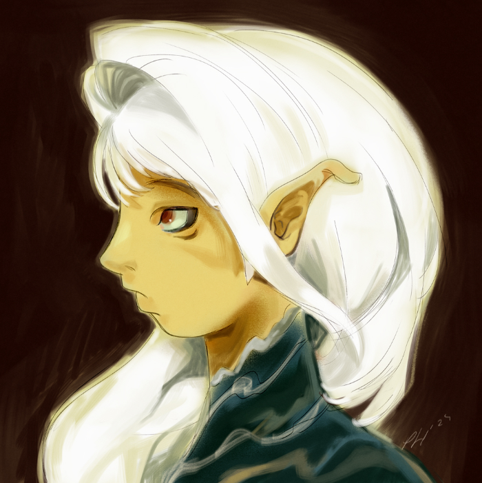 original art of an elf with white hair
