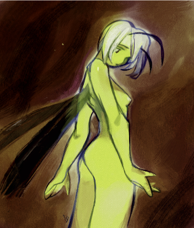 original art of a cave bug girl