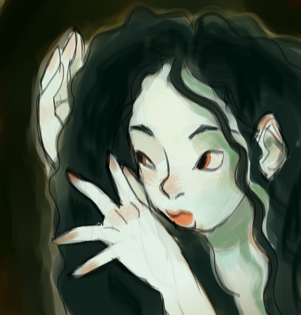 sketch of swamp girl