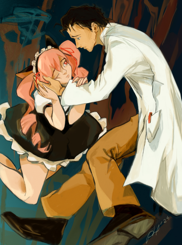 steins;gate fanart of faris and rintaro