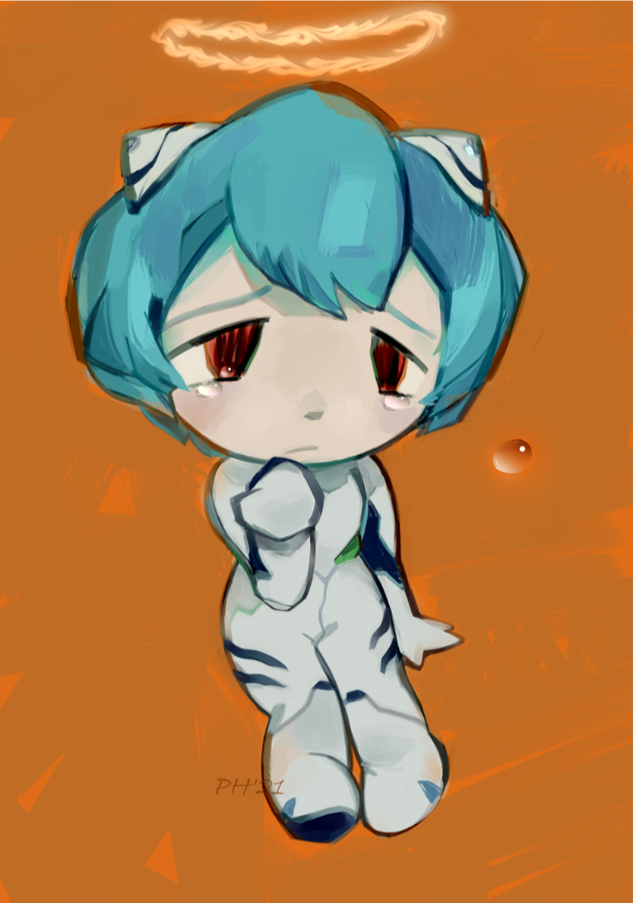 evangelion fanart of rei as a chibi