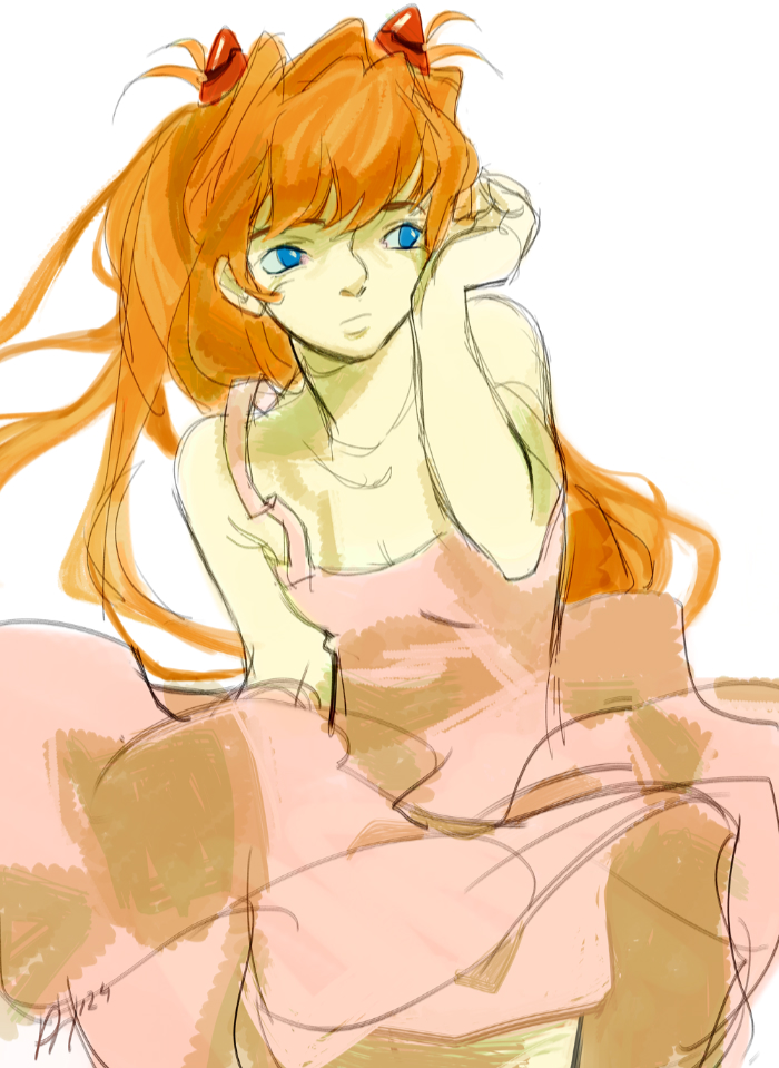 evangelion fanart sketch of asuka